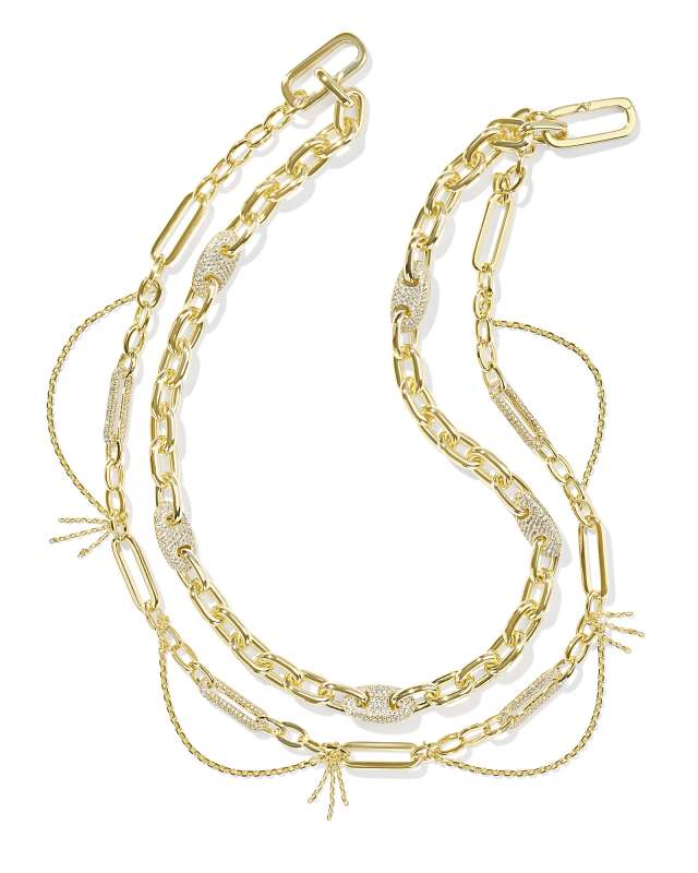 Bailey Gold Pave Convertible Statement Necklace in White CZ image number 0.0